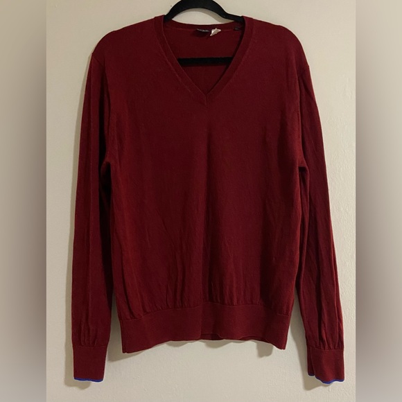 Paul Smith BURGUNDY Merino Wool Pullover Sweater Size XL